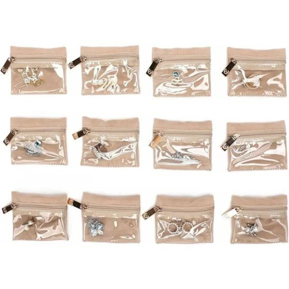 Travel jewelry organizer case vegan leather storage bag for rings earrings neckl
